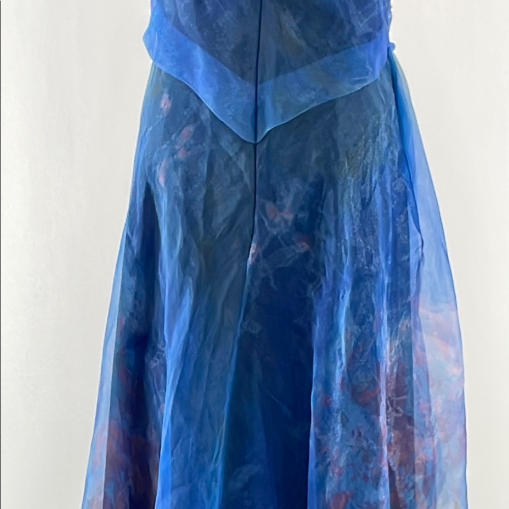 Rene Ruiz Blue Organza Gown, Size 4 - Picture 12 of 16